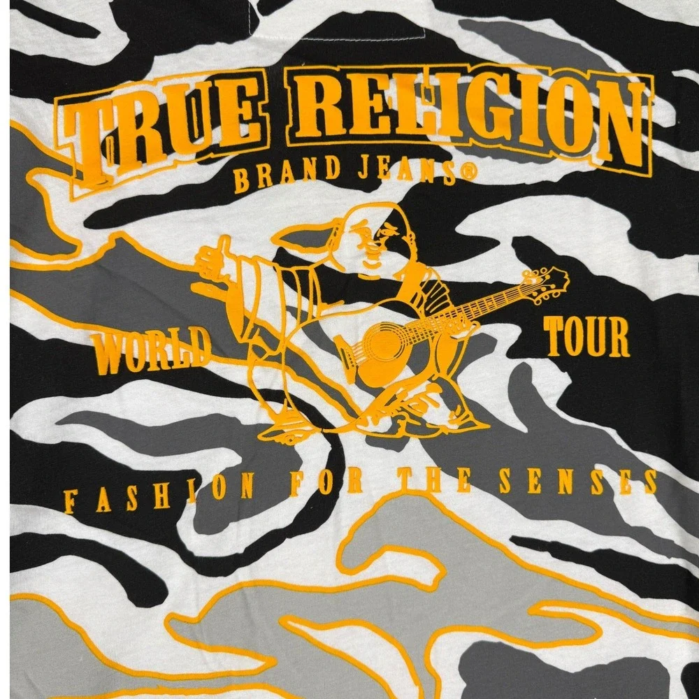 True Religion‎ Men's XXL Camo Graphic T-Shirt World Tour Fashion For The Senses